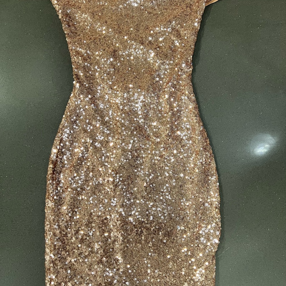 NWT Fashion Nova Glittering Gold Mini Dress XS